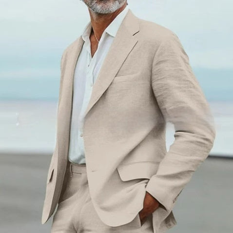 Men's Casual Suit, Business Suit, Linen Business Banquet Two-Piece Suit
