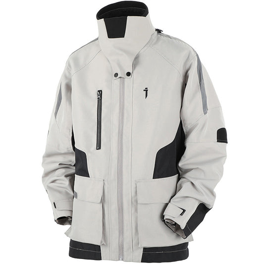 Outdoor Color Contrast Patchwork Loose Leisure Work Jacket