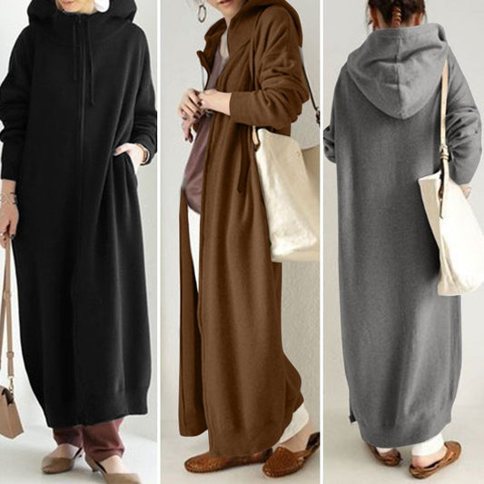 Women's Brushed Hoody Casual Long Sleeve Coat