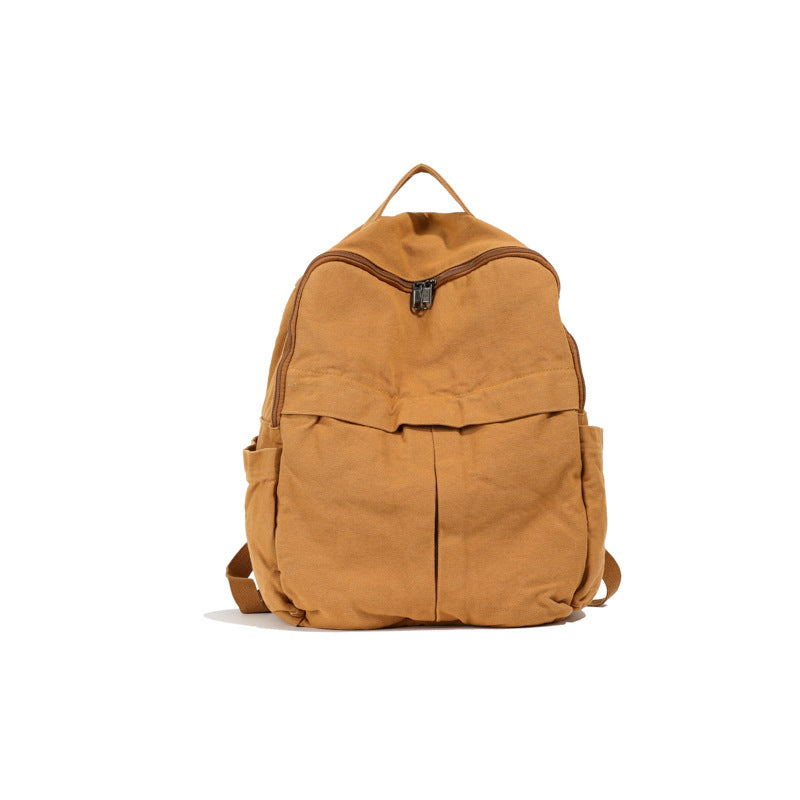 New Washed Canvas Backpack Women's Large Capacity Retro Trendy College Student