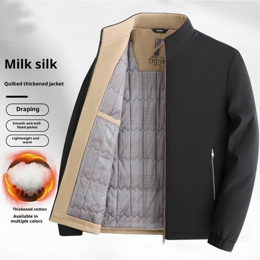 Men's Stand Collar Business Casual Jacket for middle and older fathers