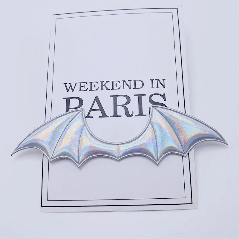 15Pcs/Lot 14.5*4CM Leather Fabric Demon Bat Wings Padded Appliques For DIY Halloween Costume Vampire Hair Clip Decoration Patch