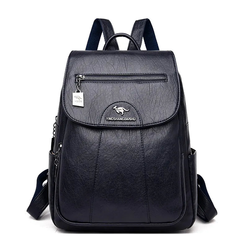 Simple Style Women PU Leather Backpack Women Famous Brand School Backpacks For Girls Daypacks Ladys Backpack Mochila Feminina