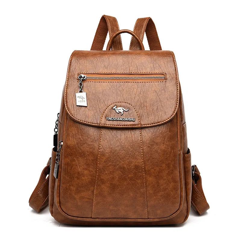 Simple Style Women PU Leather Backpack Women Famous Brand School Backpacks For Girls Daypacks Ladys Backpack Mochila Feminina