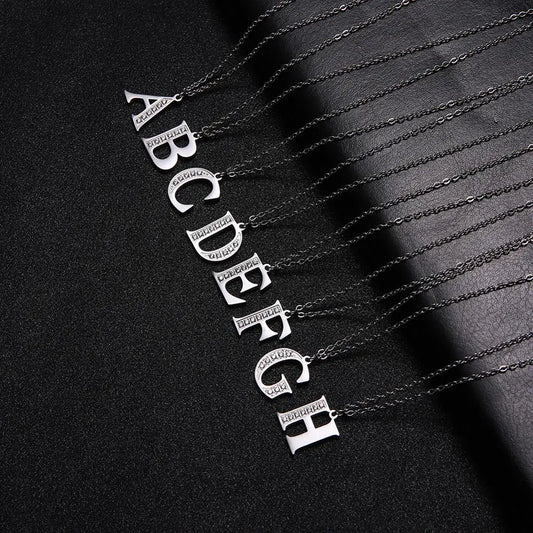My Shape Letter AZ Clear Zircon Stainless Steel Necklace for Girls Women Necklaces Alphabet Initials Pendant Choker Jewelry