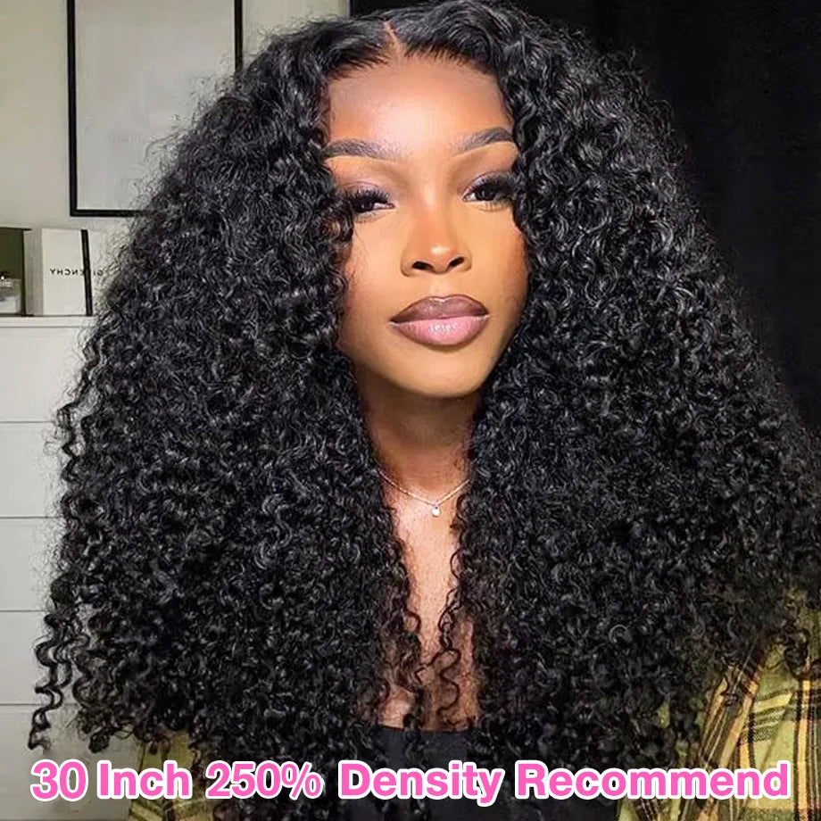 Kinky Curly Wigs 13x6 HD Lace Frontal Wig Glueless Human Hair 4C Afro Curly Lace Front Human Hair Wigs 4x4 HD Lace Closure Wigs