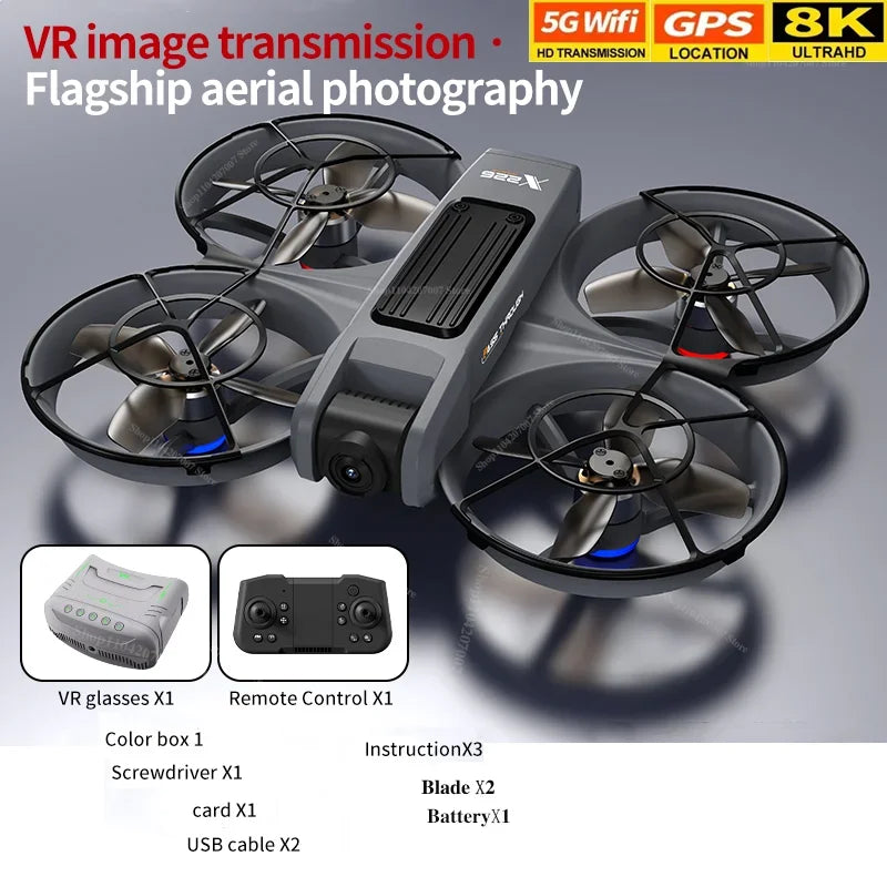 New Drone X266 GPS 8K Professional HD 360° Dual Cameras 5G WIFI Brushless Motors Obstacle Avoidance FPV Foldable Quadcopter Toys