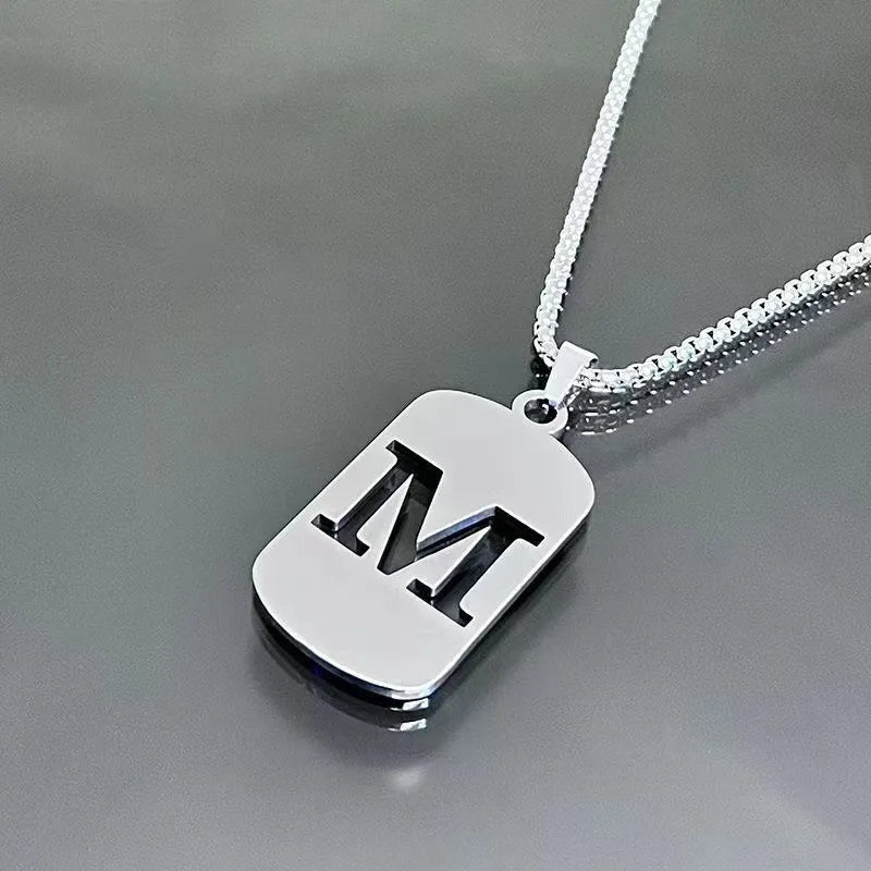 Stainless steel Men Women Pendant Necklace Hollow 26 Mother Without Plating Design Style Hip Hop Chain for Daily Wear and Gift