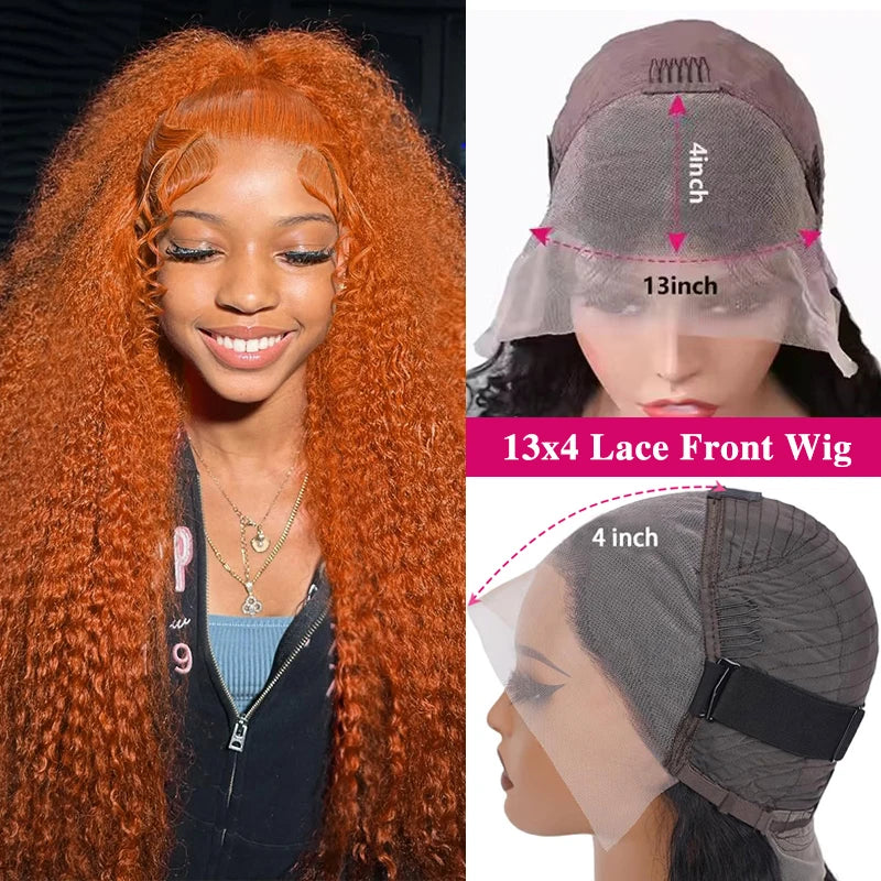 13x6 Water Wave Orange Ginger Lace Front Wig Human Hair 30 38 Inch 13x4 Deep Wave Lace Front Wigs Orange Curly Human Hair Wig