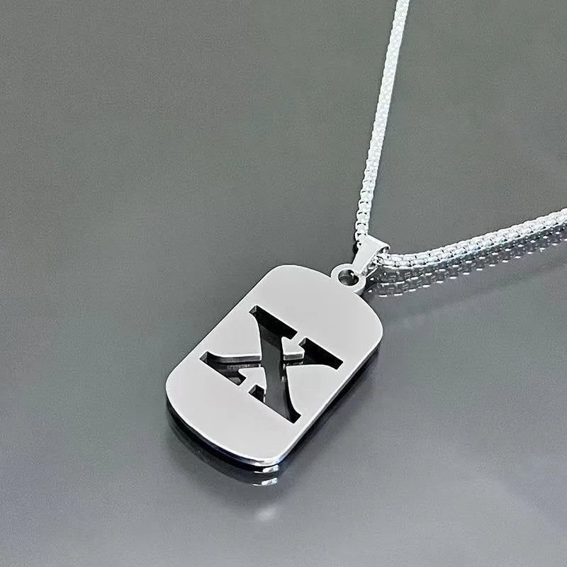 Stainless steel Men Women Pendant Necklace Hollow 26 Mother Without Plating Design Style Hip Hop Chain for Daily Wear and Gift