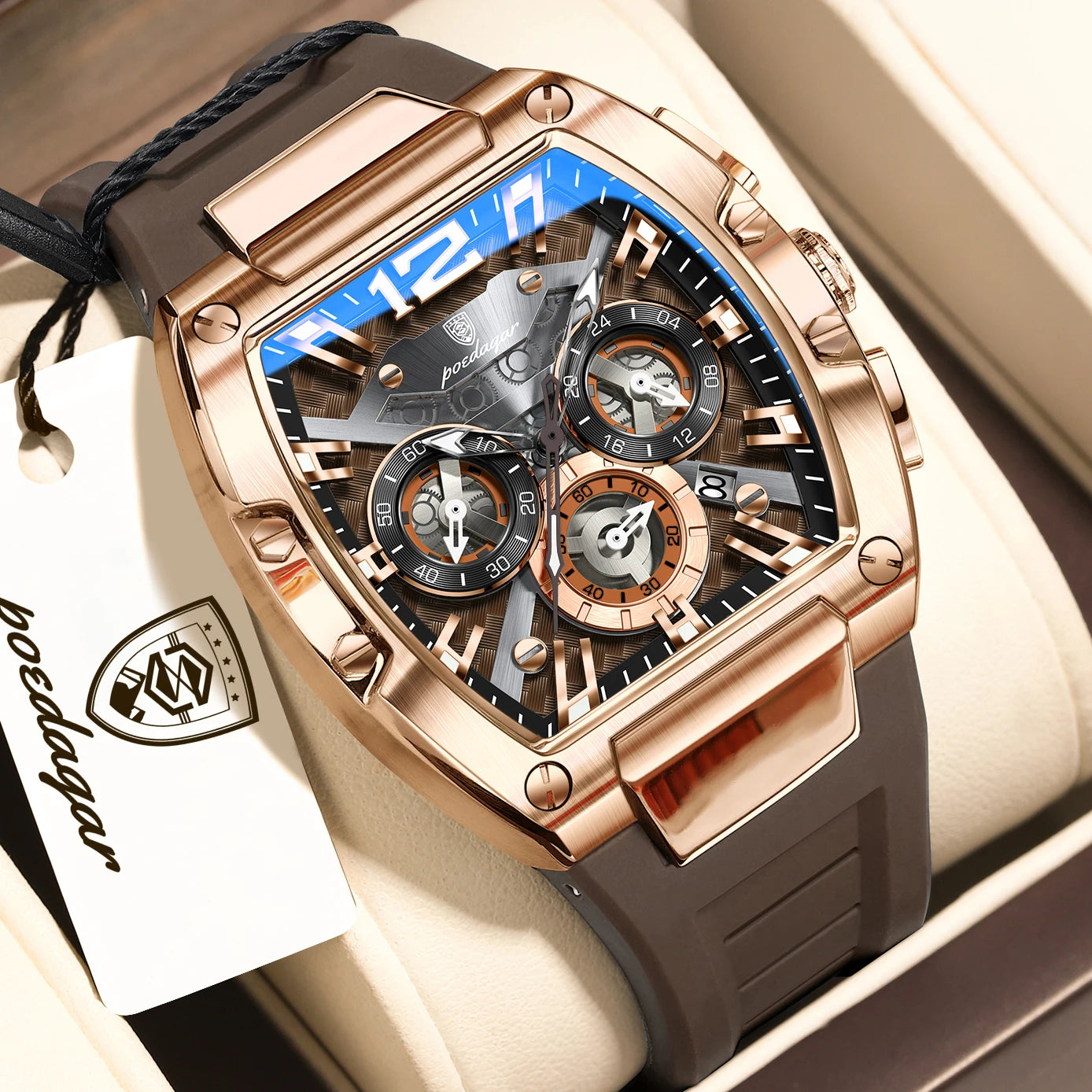 POEDAGAR Luxury Watches For Men Sport Casual Waterproof Luminous Date Man Wristwatch Chronograph Quartz Silicone Men Watch Reloj