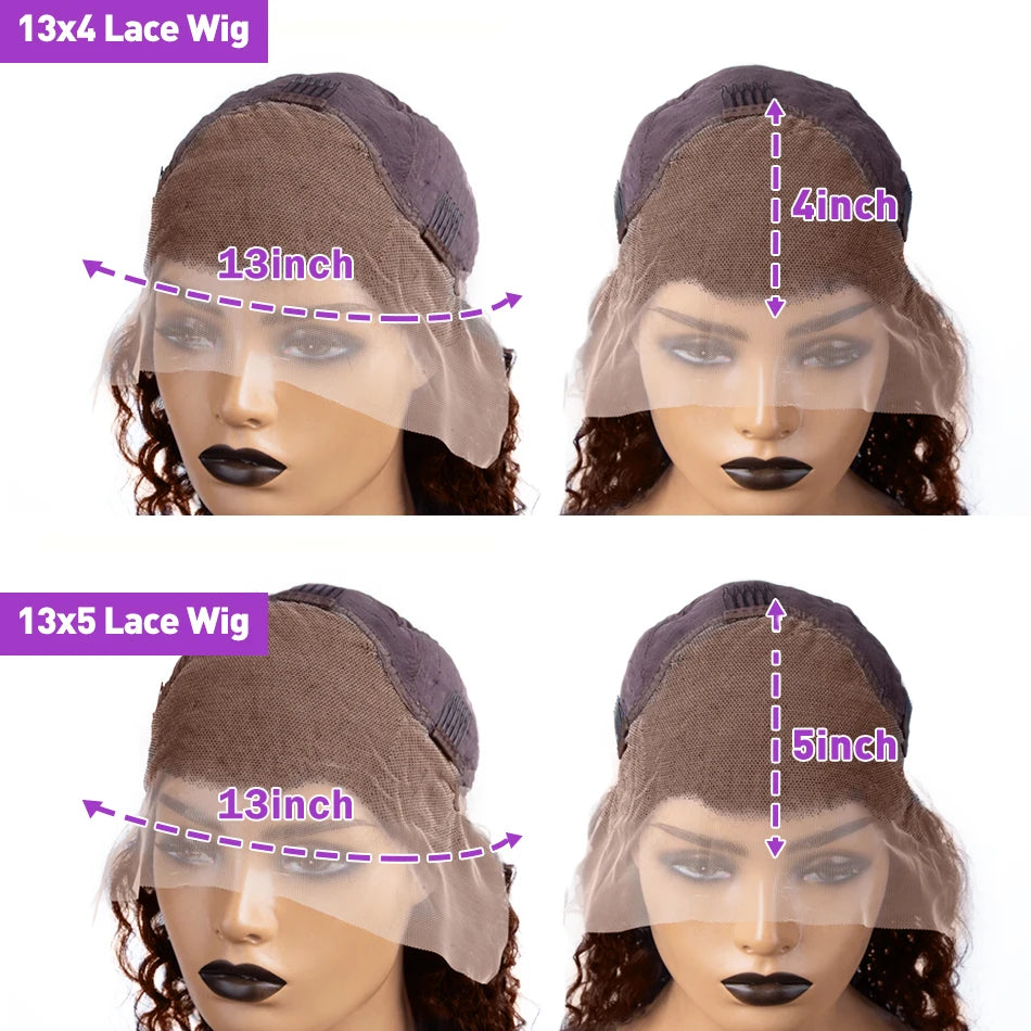 Brazilian 200 Density Short Bob 13x4 HD Transparent Lace Front Human Hair Wig Chocolate Brown Straight 13x5 Lace Frontal Wigs