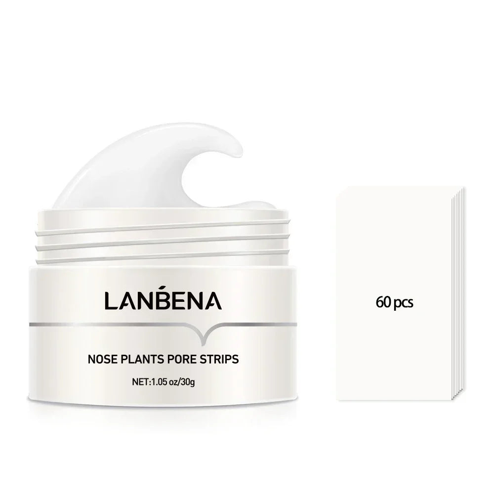 LANBENA Blackhead Remover Peel Off Mask Aloe Vera Extract Oil Control Nose Mask with 60pcs Cleanses for Deep Clean Hydrating