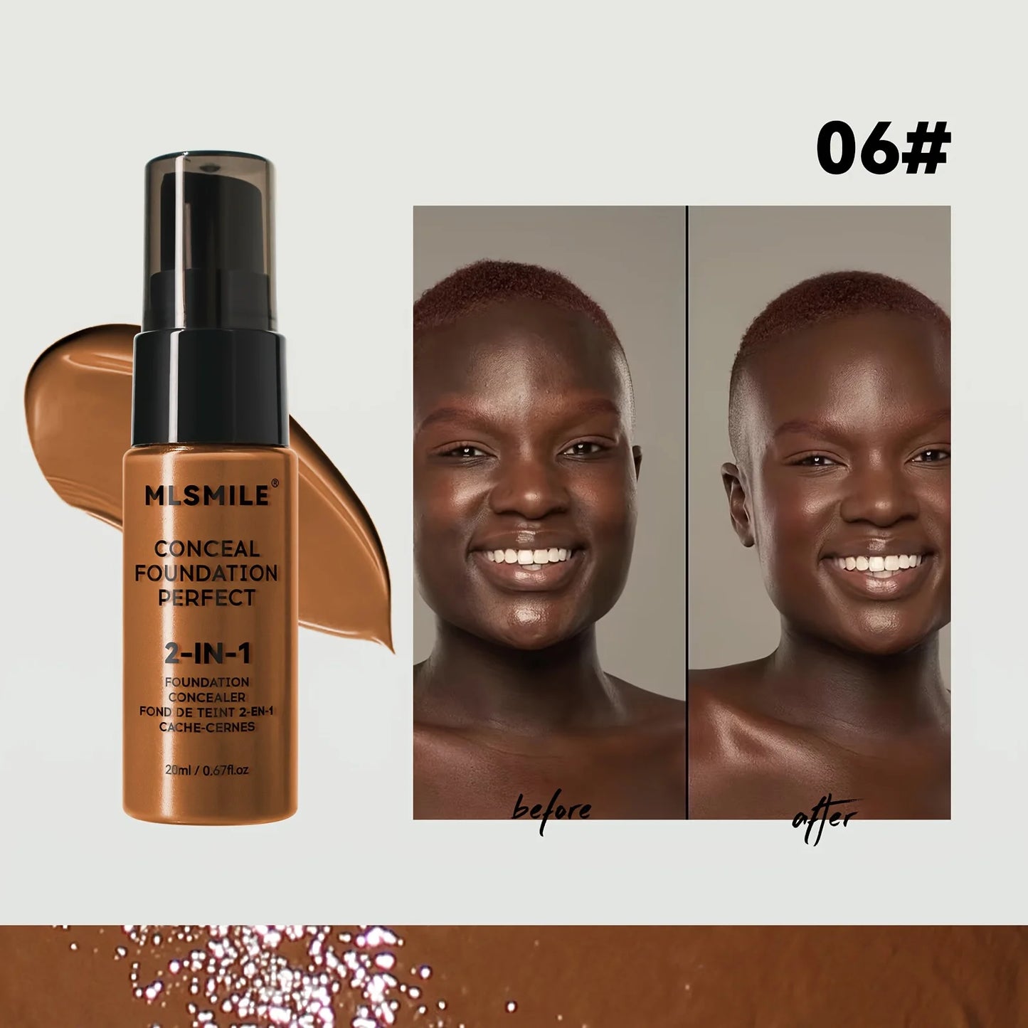 2-In-1 Oil Control Liquid Foundation And Conceal, Full Coverage Long Lasting Waterproof, Hydrating And Brightening Concealer