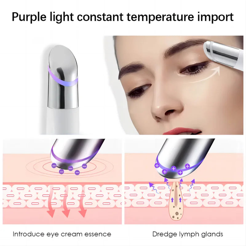 5 In 1 Eye Beauty Device Facial Massager Led Red Light Therapy Wand for Relax Eye Dark Circles Eye Bags Puffiness Skincare Tool