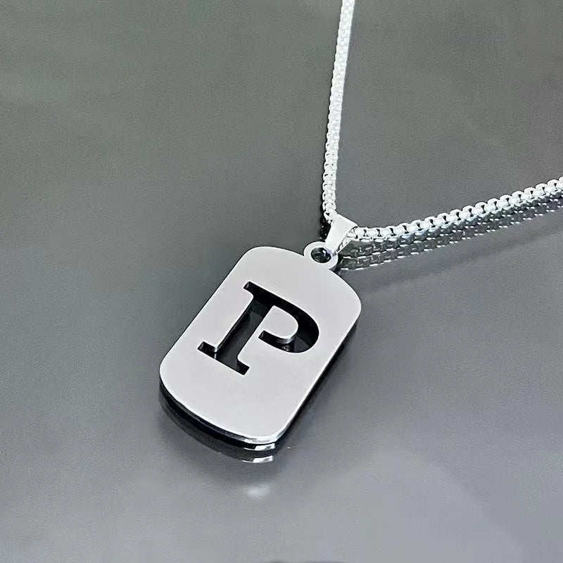 Stainless steel Men Women Pendant Necklace Hollow 26 Mother Without Plating Design Style Hip Hop Chain for Daily Wear and Gift