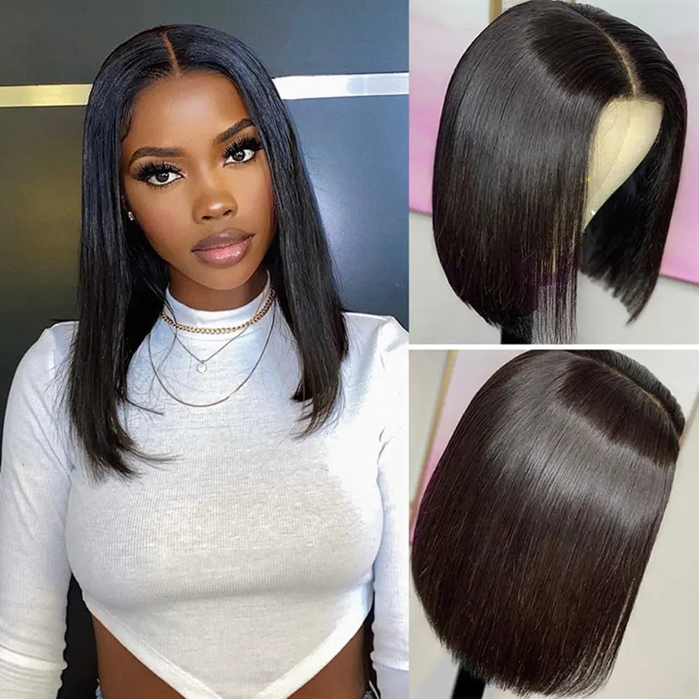 Glueless Human Hair Wigs Brazilian Straight Bob Wig 5x5 Pre Cut Lace Wigs For Women 13x4 Transparent Lace Front Human Hair Wigs
