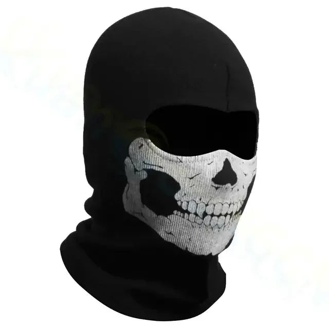 Bicycle Balaclava Full Face Mask Skull Print Motorcycle Full Face Mask Windproof Skiing Head Neck Warmer Bicycle Helmet Liner