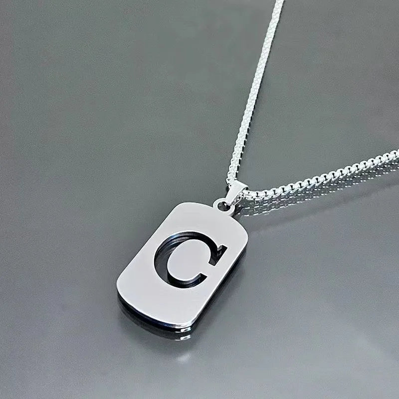 Stainless steel Men Women Pendant Necklace Hollow 26 Mother Without Plating Design Style Hip Hop Chain for Daily Wear and Gift