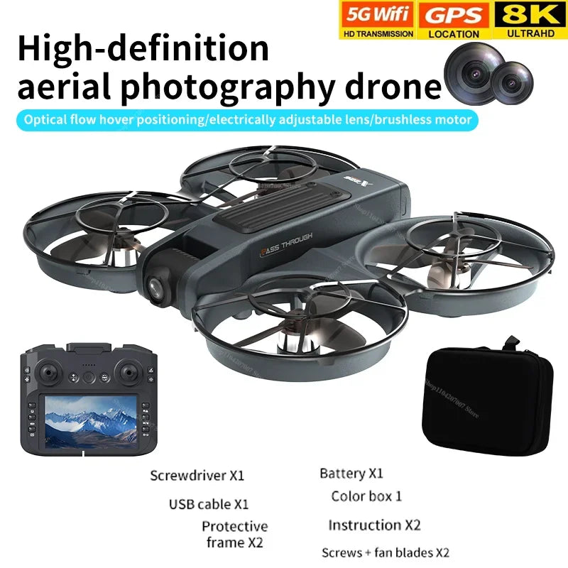 New Drone X266 GPS 8K Professional HD 360° Dual Cameras 5G WIFI Brushless Motors Obstacle Avoidance FPV Foldable Quadcopter Toys
