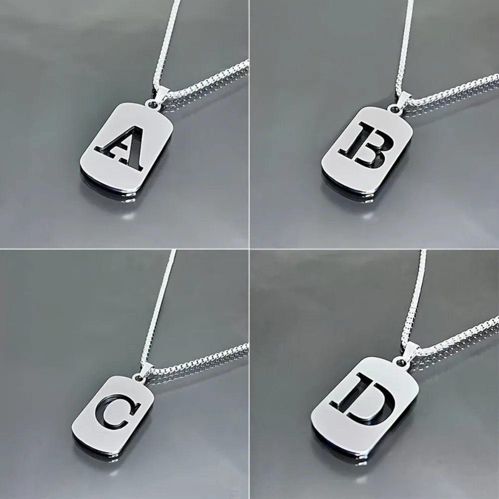 Stainless steel Men Women Pendant Necklace Hollow 26 Mother Without Plating Design Style Hip Hop Chain for Daily Wear and Gift