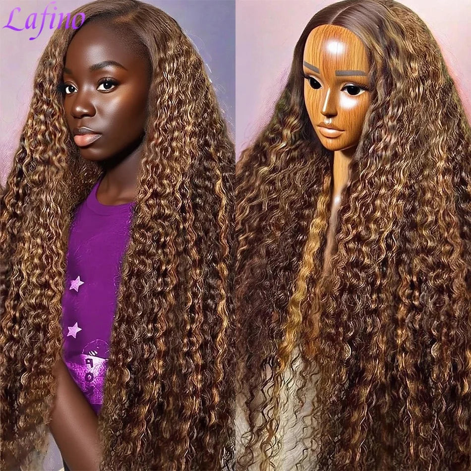 200 High Density Water Wave P4/27 Highlight 13x4 13x6 HD Lace Frontal Deep Wave Wig Brazilian 100% Colored Curly Human Hair Wigs
