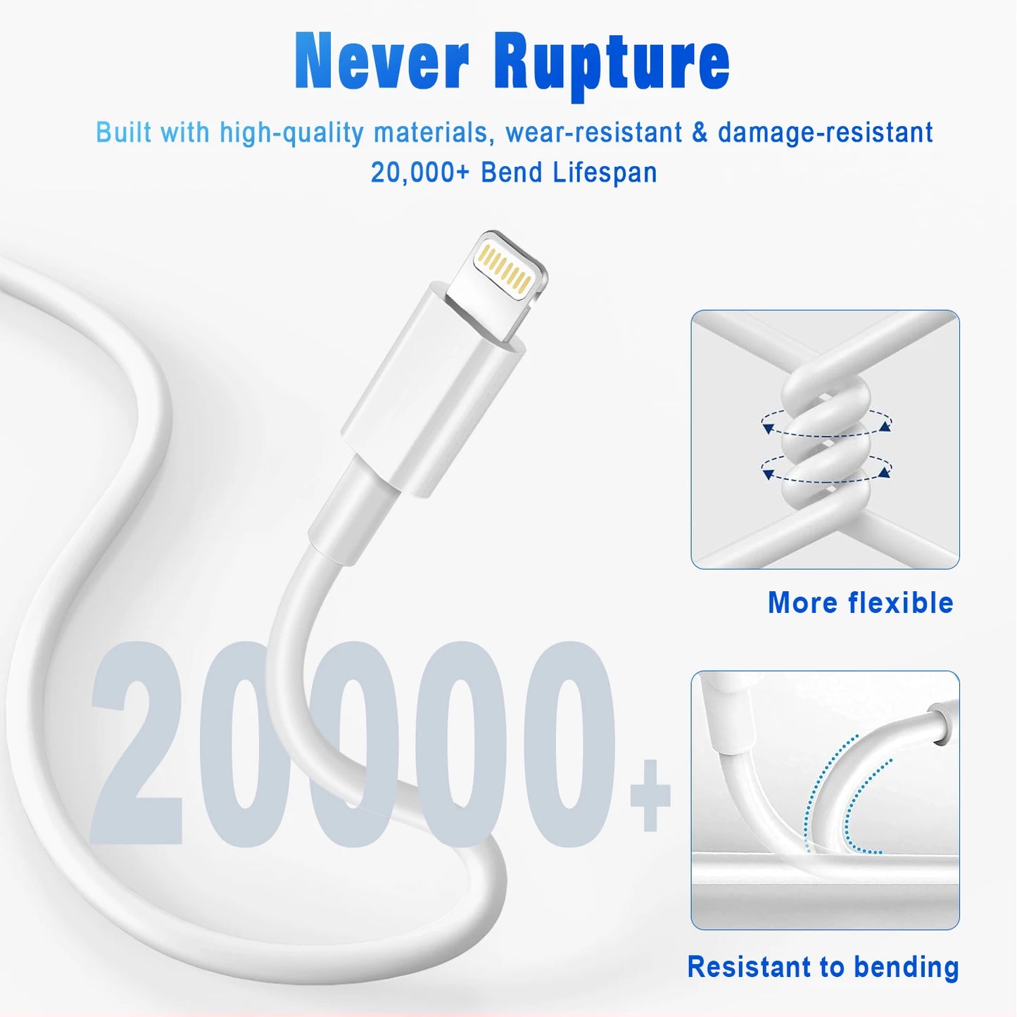 3A USB Cable For iPhone 14 13 12 11 Pro Max X XR 6s 7 8 Plus 3ft 6ft Lead Mobile Phone Fast Charging Cord Data Charger Wire