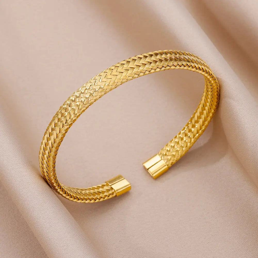 Stainless Steel Bangles Bracelets for women Trendy Aesthetic Opening Bangles Jewelry Wedding Gift pulseras mujer bijoux