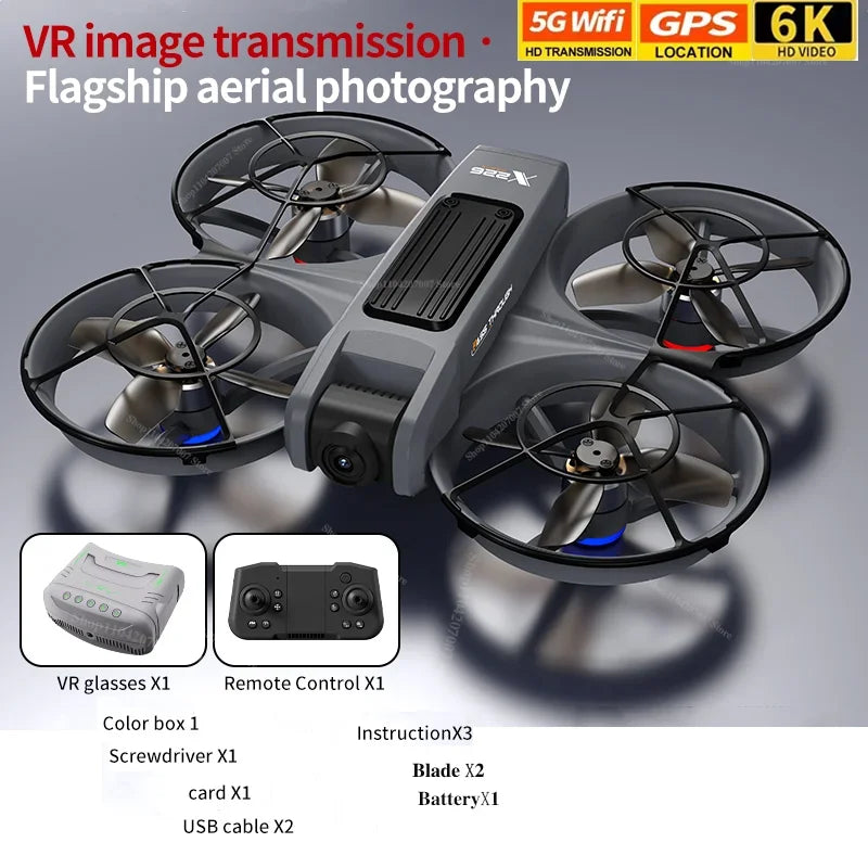 New Drone X266 GPS 8K Professional HD 360° Dual Cameras 5G WIFI Brushless Motors Obstacle Avoidance FPV Foldable Quadcopter Toys