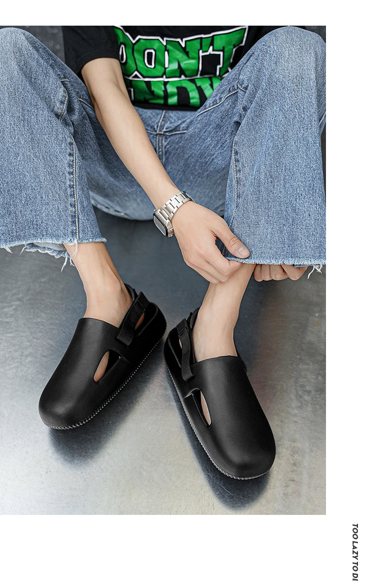 Summers Clogs Man Slippers Men Flat Mules Beach Sandals Quick Drying Water Shoes Work Casual Garden Lightweight Slippers