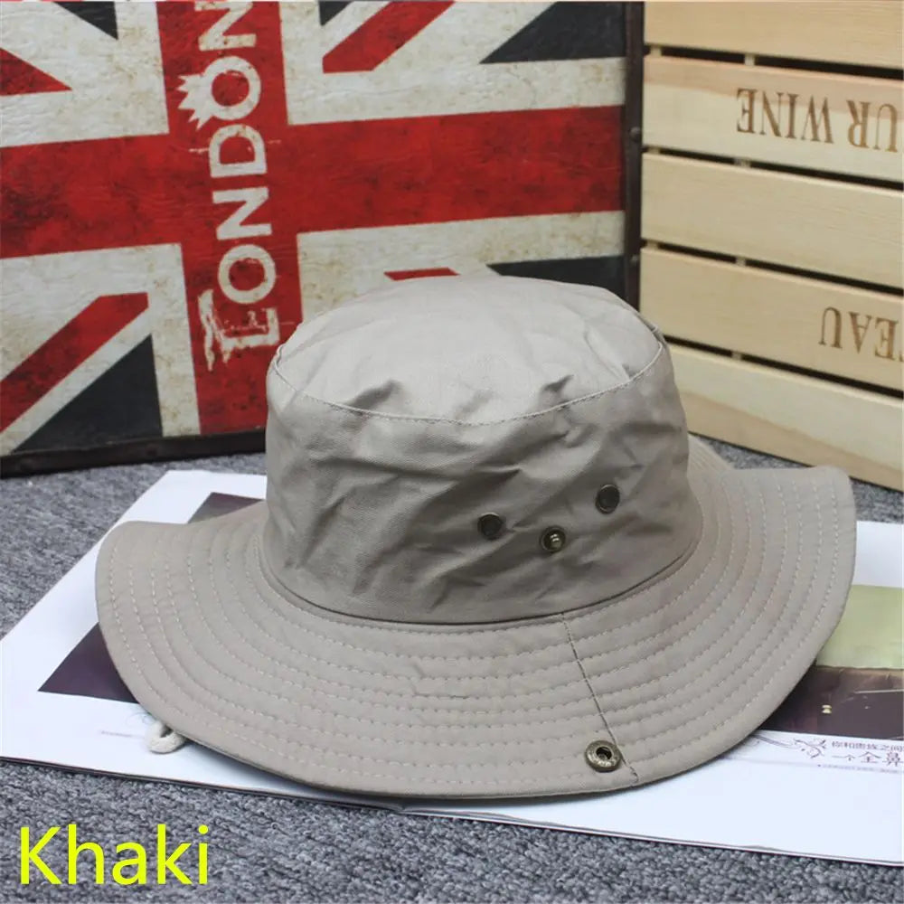 Foldable Cotton Sun Protection Hat Adjustable Breathable Wide Brim Fishing Cap Bucket Hat Jungle Hat Outdoor Camping Accessories