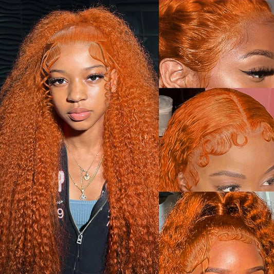 13x6 Water Wave Orange Ginger Lace Front Wig Human Hair 30 38 Inch 13x4 Deep Wave Lace Front Wigs Orange Curly Human Hair Wig