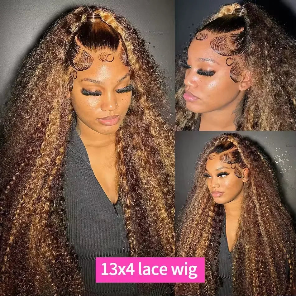 200 High Density Water Wave P4/27 Highlight 13x4 13x6 HD Lace Frontal Deep Wave Wig Brazilian 100% Colored Curly Human Hair Wigs
