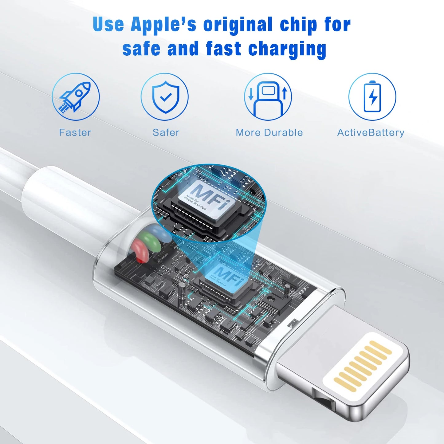 3A USB Cable For iPhone 14 13 12 11 Pro Max X XR 6s 7 8 Plus 3ft 6ft Lead Mobile Phone Fast Charging Cord Data Charger Wire