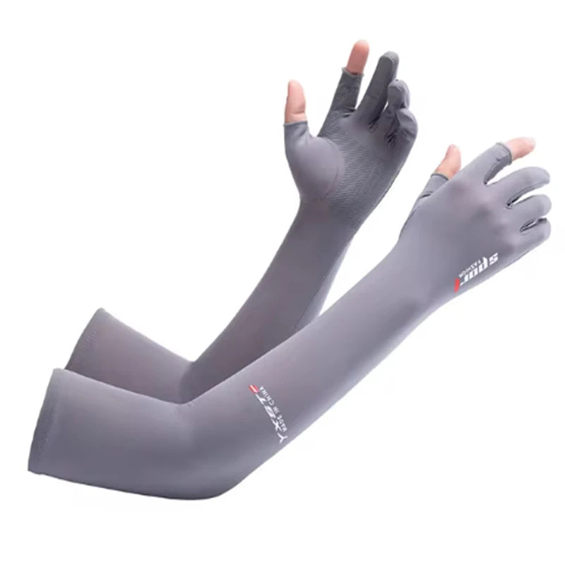 UV Solar Arm Sleeves Long Cuffs for Cycling Men Women Cool Sun Protection Motorcyclist Driving Gloves Hand Cover Summer