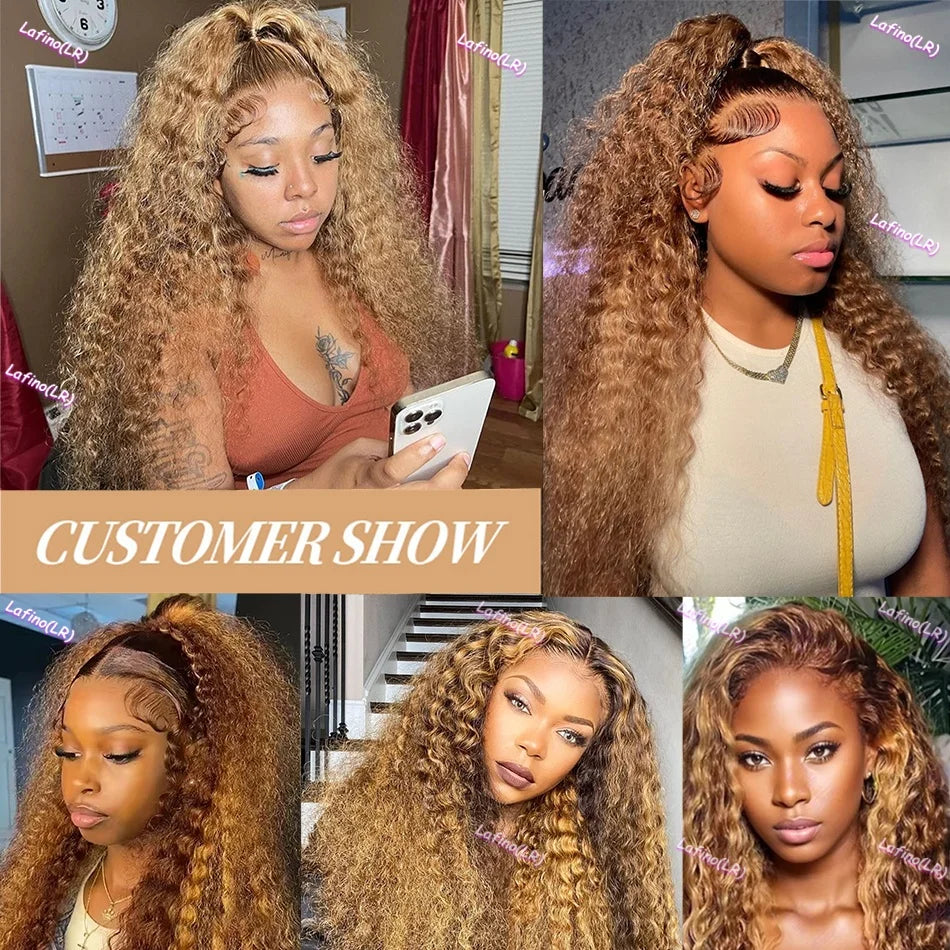 200 High Density Water Wave P4/27 Highlight 13x4 13x6 HD Lace Frontal Deep Wave Wig Brazilian 100% Colored Curly Human Hair Wigs