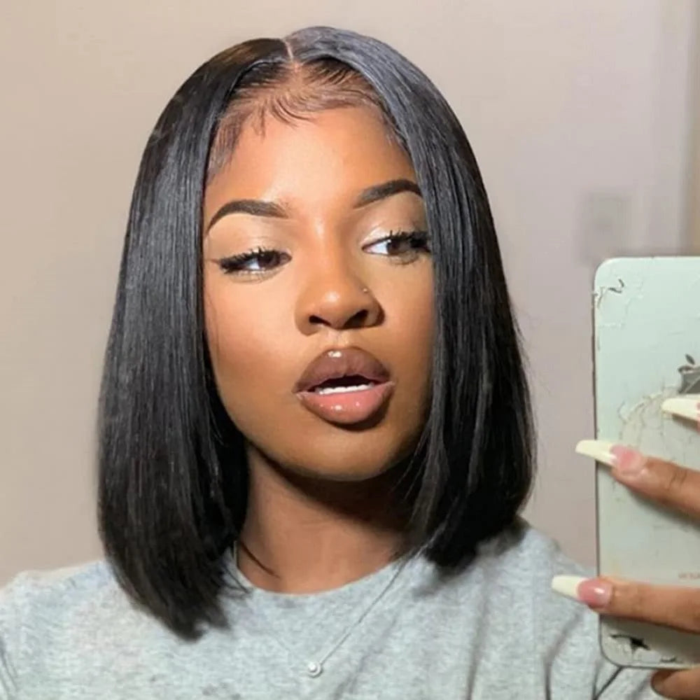 Glueless Human Hair Wigs Brazilian Straight Bob Wig 5x5 Pre Cut Lace Wigs For Women 13x4 Transparent Lace Front Human Hair Wigs