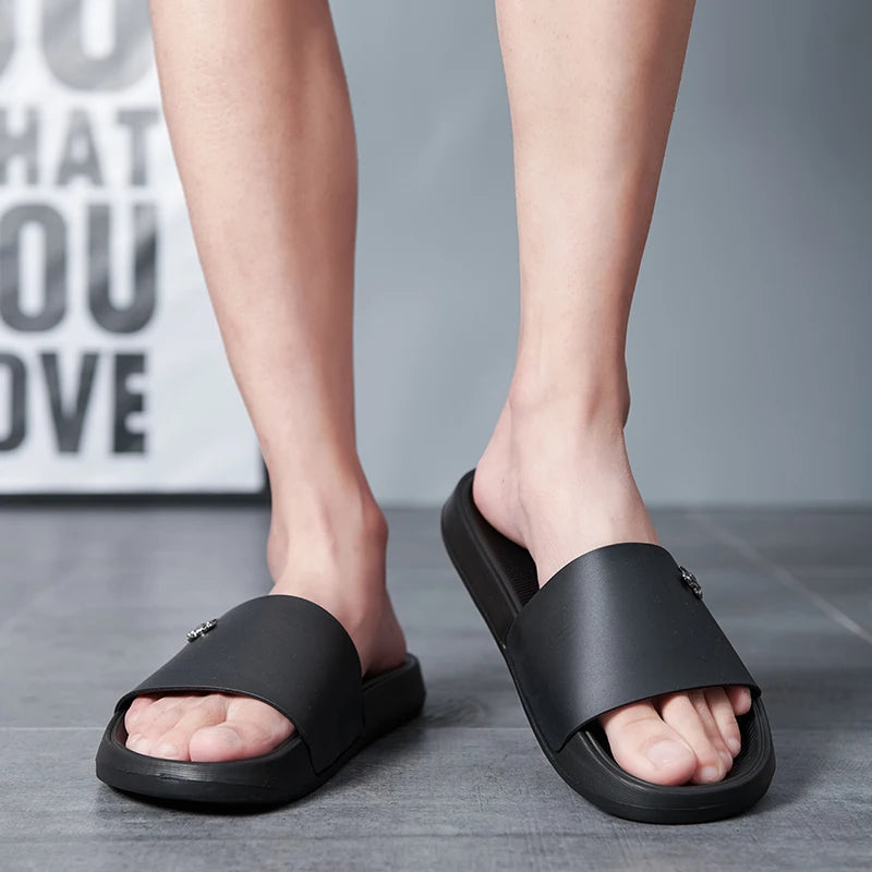 Men's Slide Sandals Soft Comfortable Non-Slip Slippers Indoor Outdoor Bathroom Beach Shoes Quick-Dry EVA Platform Lightweight