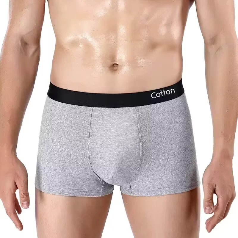 Men's Boxers Cotton Comfort Briefs Underwear Black Gray L XL XXL XXXL Breathable Fashion Fitness Sports