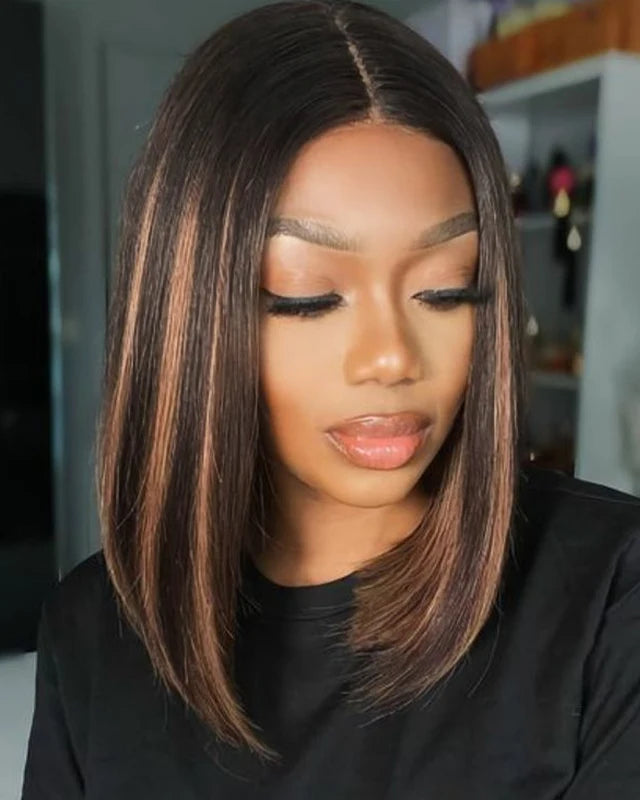 Glueless Wigs Human Hair Pre Plucked Pre Cut P1b/30 Straight Bob Wig Human Hair 5x5 Hd Lace Closure Wigs With Natural Hairline