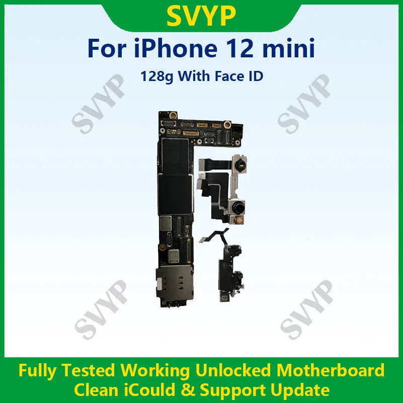 Unlocked Mainboard Fully Tested 100% Working Motherboard Compatible With 12 Mini With Face ID Cleaned iCloud And Support Update