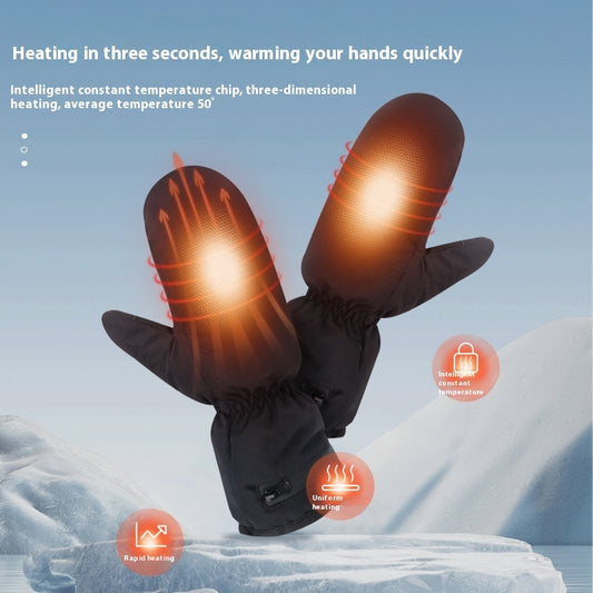 Electric Heated Zipper Thermal Windproof Gloves