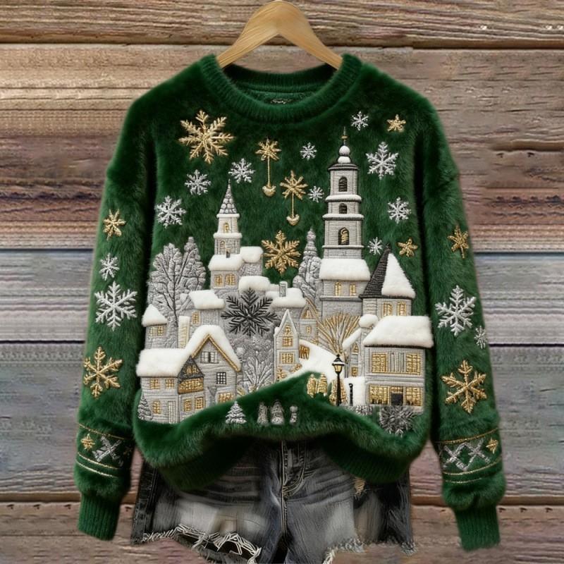 Women's Round-neck Sweatshirt With Faux Fur For Autumn And Winter