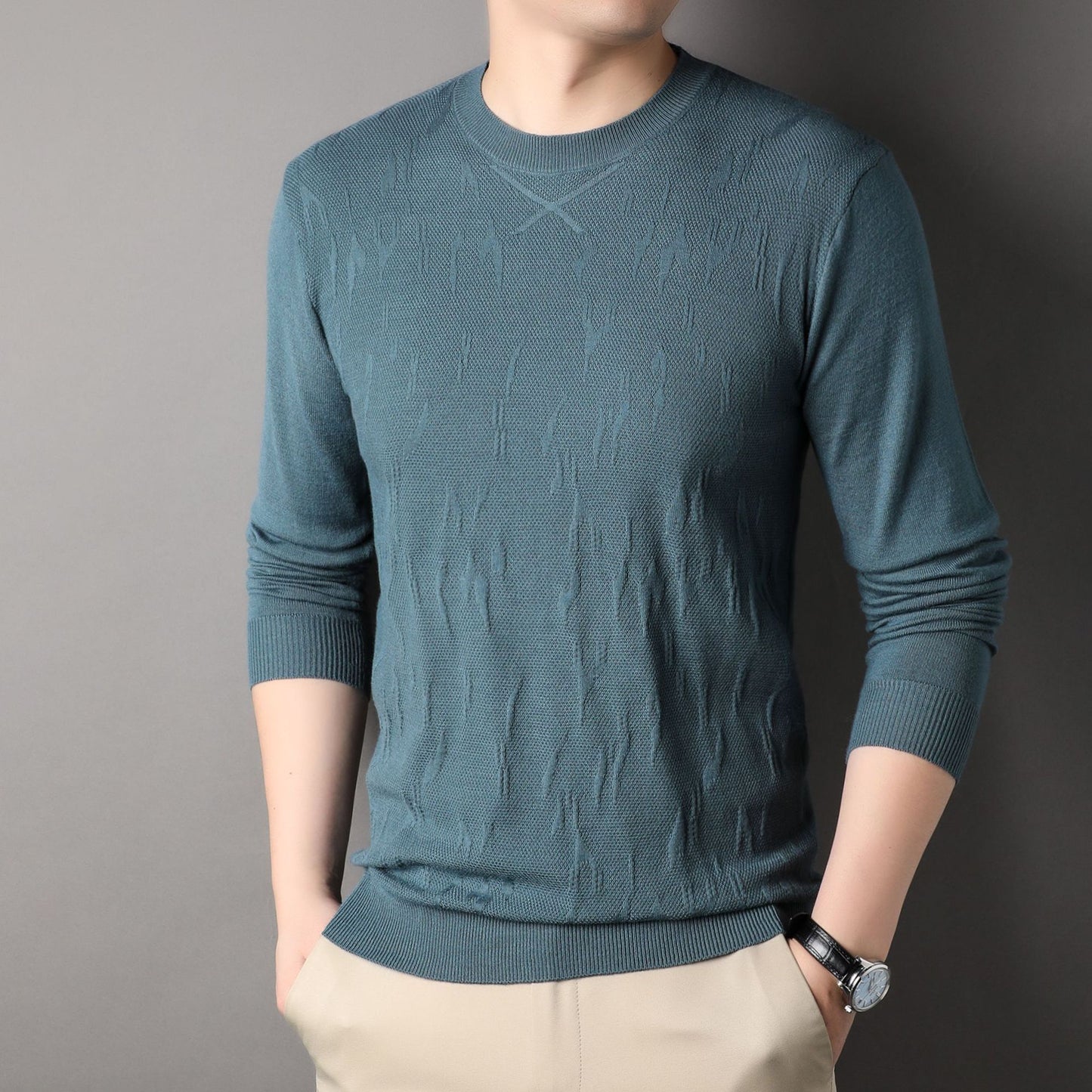 Spring And Autumn Men's Solid Color Sweater