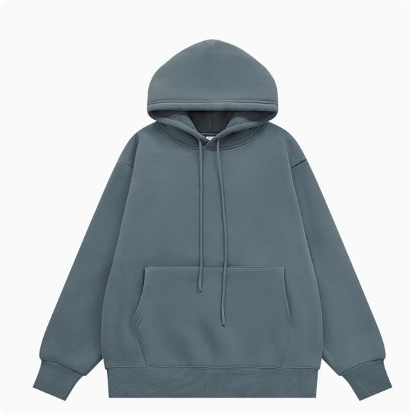 American Street Solid Color Fleece Hoodie for Men and Women