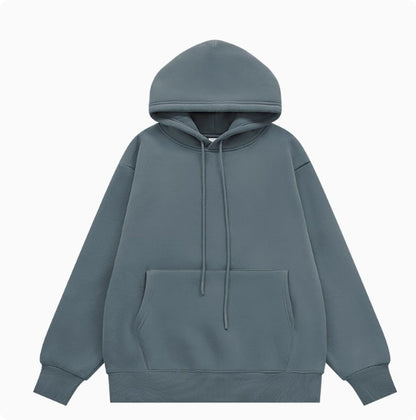 American Street Solid Color Fleece Hoodie for Men and Women