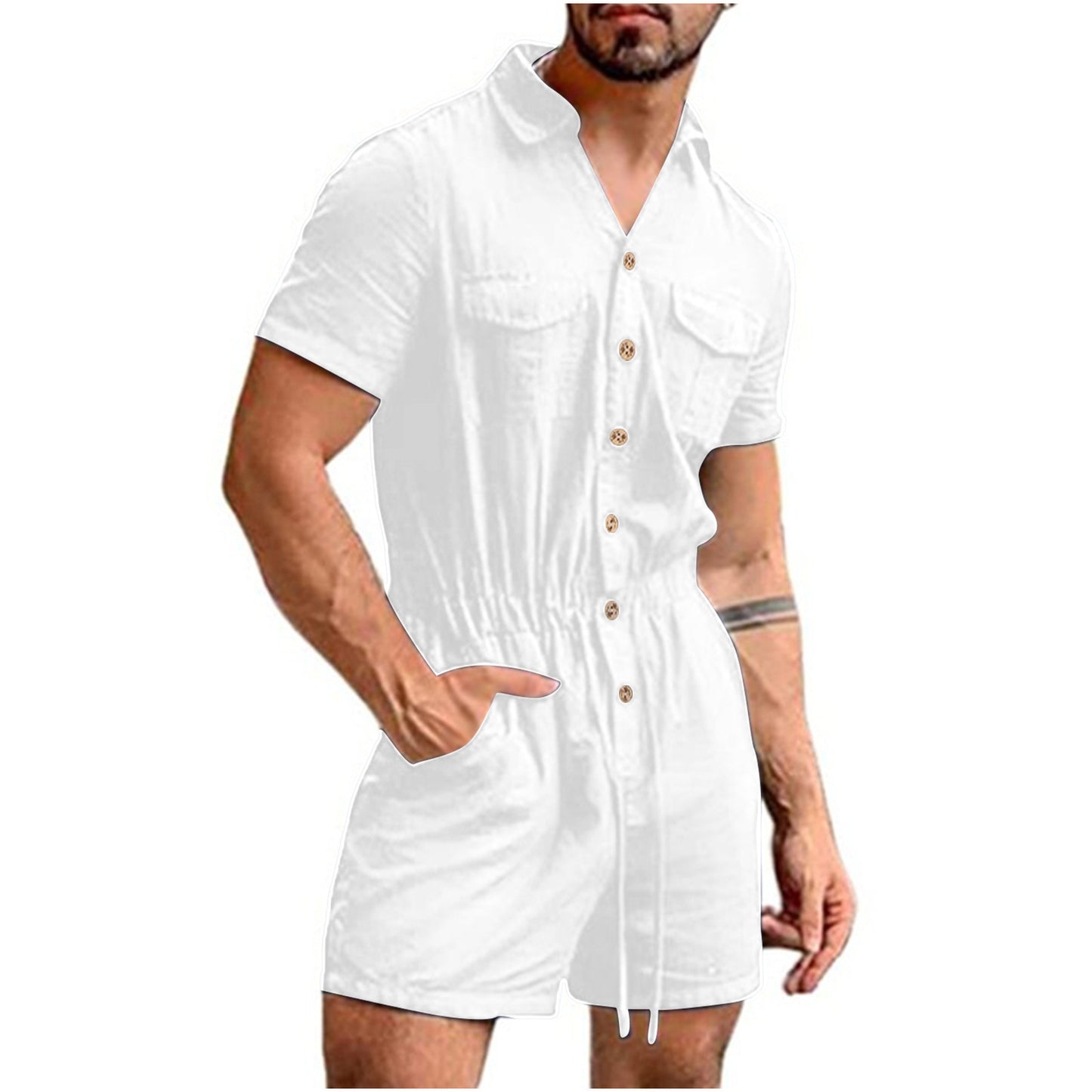 Fashion Men's Printed Beach Shirt One-piece