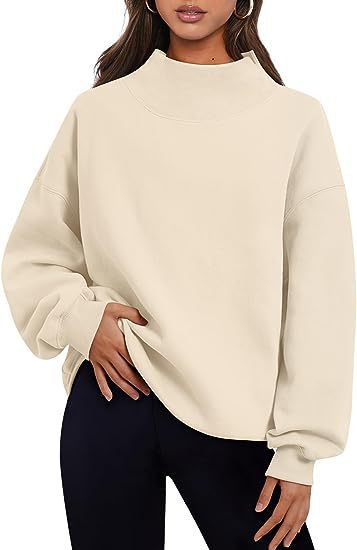 Women's Casual Style Fleece Thick Half Turtleneck Loose Sweater