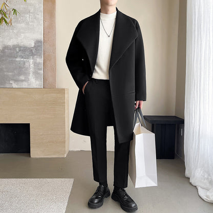 Men's Cotton-padded Mid-length Woolen Coat