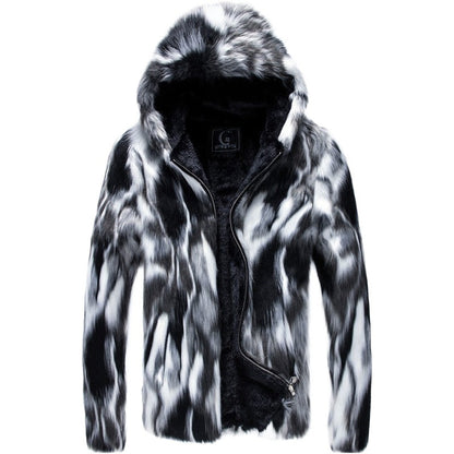 Men's Faux Leather Warm Coat Handsome Thickened